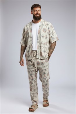 Printed Kimono-Krem