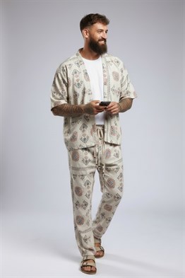 Printed Kimono-Krem