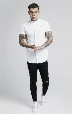Raglan Kol Hakim Yaka S/s  Gömlek-Beyaz-Sarı