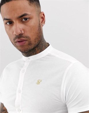 Raglan Kol Hakim Yaka S/s  Gömlek-Beyaz-Sarı