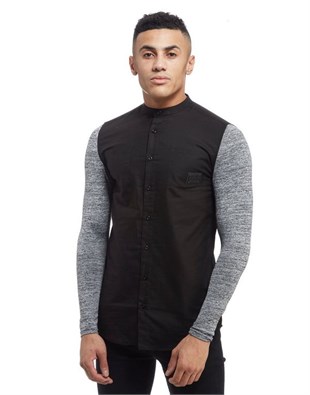 Reglan Kol m Yaka Gömlek-Siyah