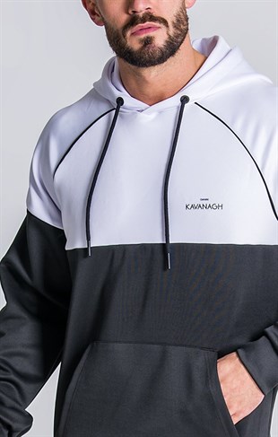 Scuba Kumaş  Kapişonlu Sweat-Siyah-Beyaz