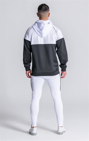 Scuba Kumaş  Kapişonlu Sweat-Siyah-Beyaz
