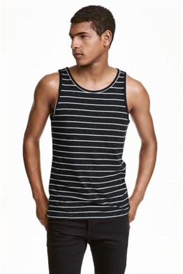 Sırtı Açık Kolsuz Atlet-Siyah-Beyaz
