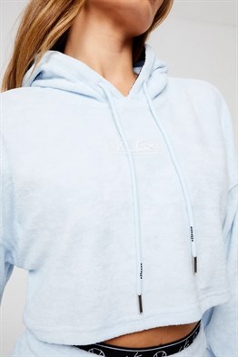 Soft Havlu Kumaş   Kısa Crop Sweat-Mavi Açık