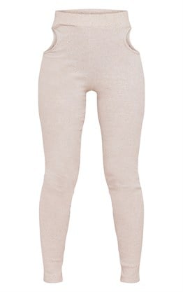 Triko Yanları Acık Taty Pantolon-Bej