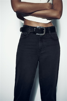 Unisex Eskitme Yüksek bel Jean-Siyah