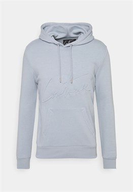 Unisex Kabartma Baskılı Kapişonlu  Sweat-Mavi
