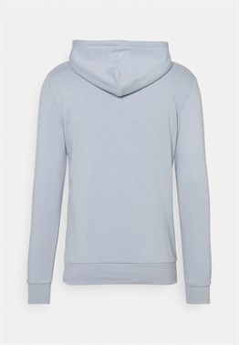 Unisex Kabartma Baskılı Kapişonlu  Sweat-Mavi