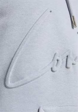 Unisex Kabartma Baskılı Kapişonlu  Sweat-Mavi