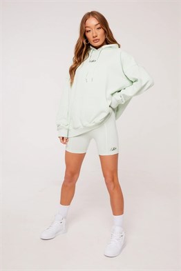 Unisex Oversize  Plastik Baskılı Sweat-Su Yeşili