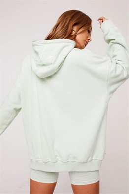 Unisex Oversize  Plastik Baskılı Sweat-Su Yeşili