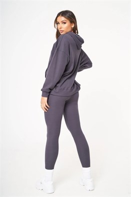 Unisex Oversize Fitilli Kumaş Sweat-Antrasit