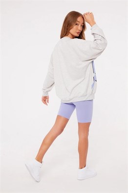 Unisex Oversize Yazı Baskılı ı Sweat-Gri