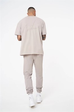 Unisex Oversize Yıkamalı  T shirt-Bej