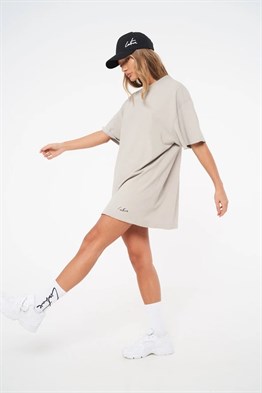 Unisex Oversize Yıkamalı  T shirt-Bej