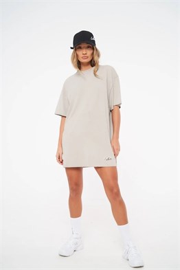 Unisex Oversize Yıkamalı  T shirt-Bej