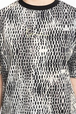 Unisex Oversize Yılan Baskılı  T shirt-Beyaz