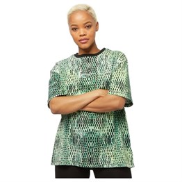 Unisex Oversize Yılan Baskılı  T shirt-Yeşil