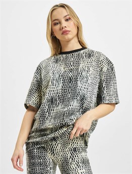 Unisex Oversize Yılan Baskılı  T shirt-Beyaz