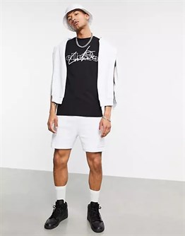 Unisex Slim Fit Baskılı T shirt-Siyah