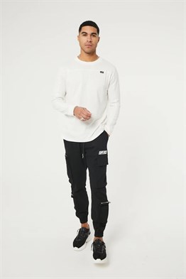 Uzun Kollu Dikiş Şeritli   T shirt-Bej