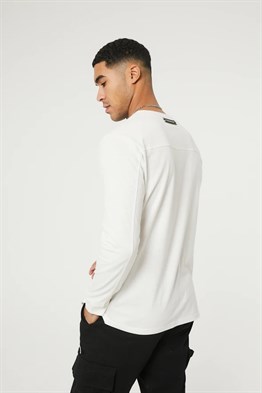 Uzun Kollu Dikiş Şeritli   T shirt-Bej