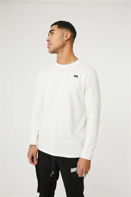 Uzun Kollu Dikiş Şeritli   T shirt-Bej