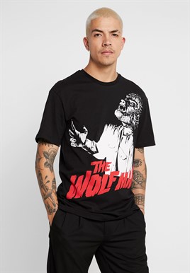 Wolfman Baskılı Oversize T Shirt-Siyah