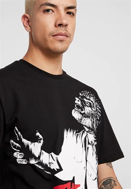 Wolfman Baskılı Oversize T Shirt-Siyah