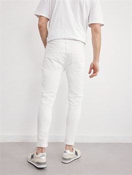 Yırtıklı Skinny JEan-Beyaz