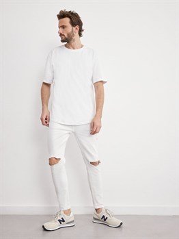 Yırtıklı Skinny JEan-Beyaz