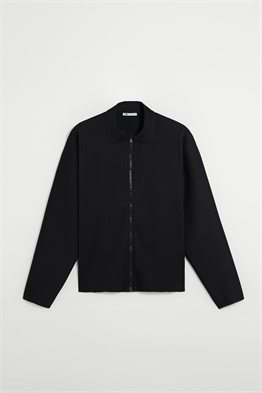 ZR Fitilli Kumaş Fermuarlı  Kapişonlu Sweat-Siyah