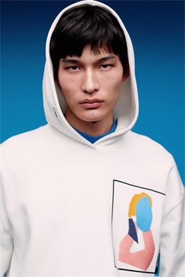 ZR Premium Baskılı  Kapişonlu Sweat-Kirli Beyaz