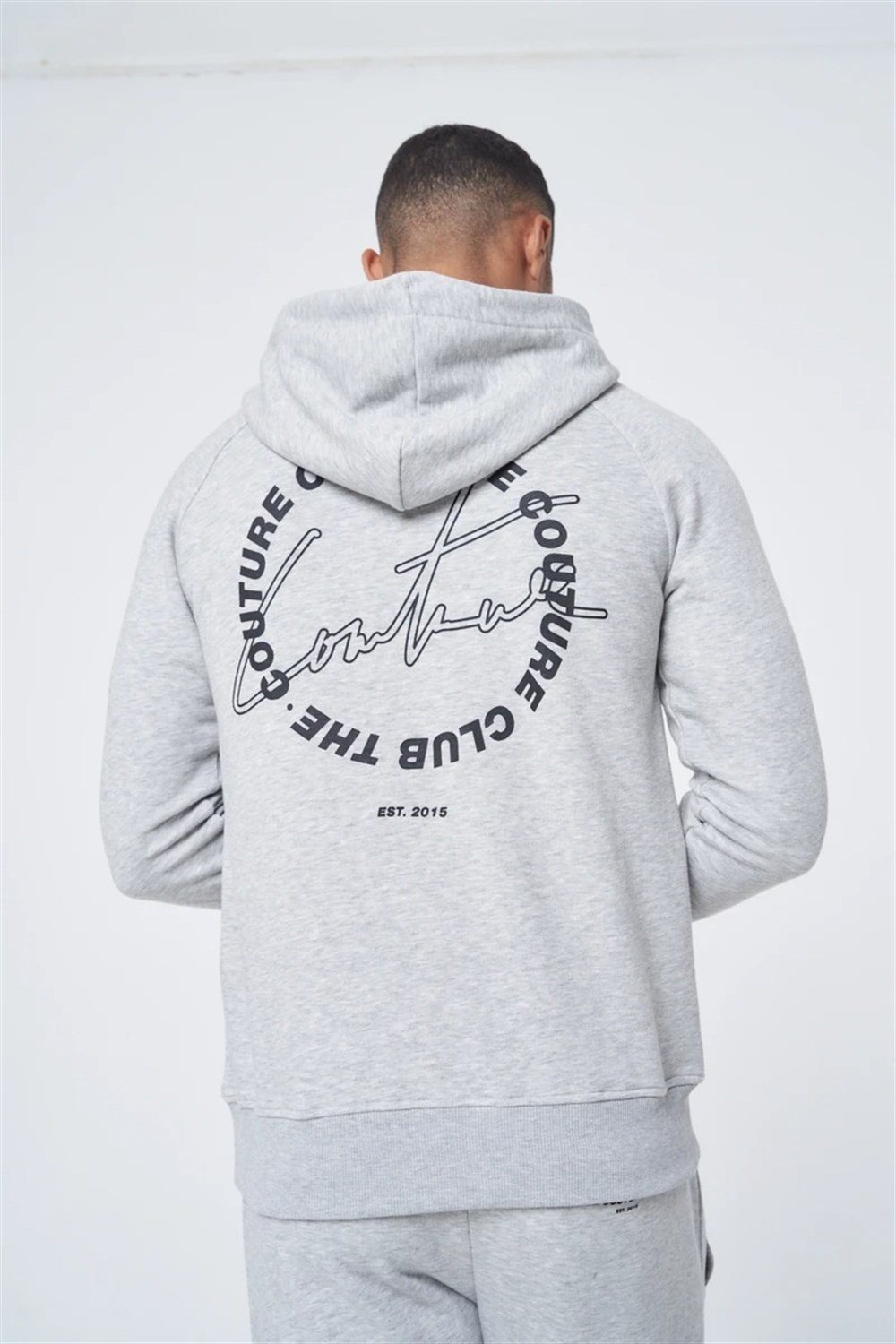 Arkası Baskılı Kapişonlu  Sweat Gri