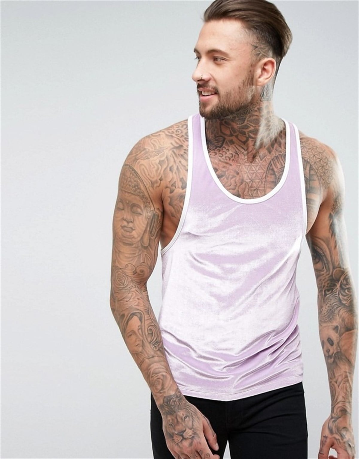 Asos Nano Soft Kumaş Sırtı Açık  Atlet Lila