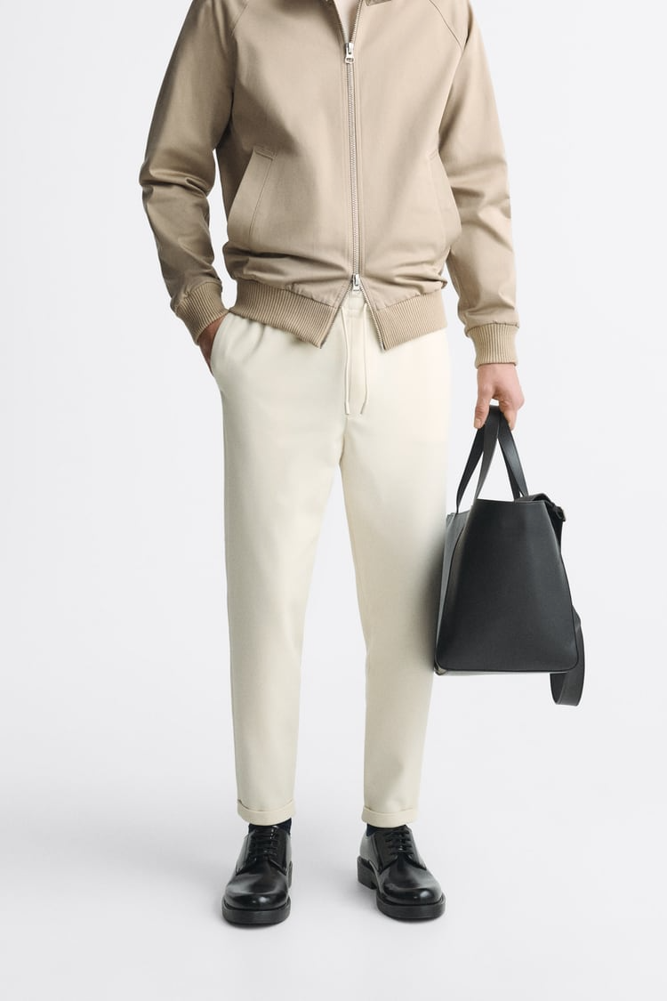 Basic İpli Jogger Pantolon-Ekru