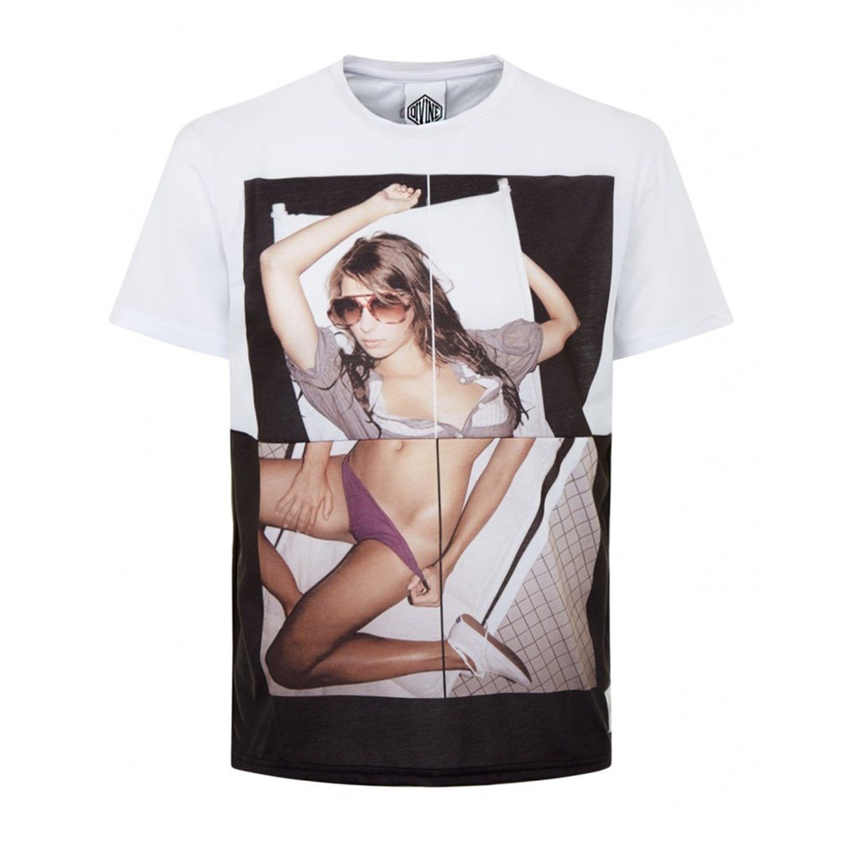 Çift Renk Baskılı T-Shirt Beyaz