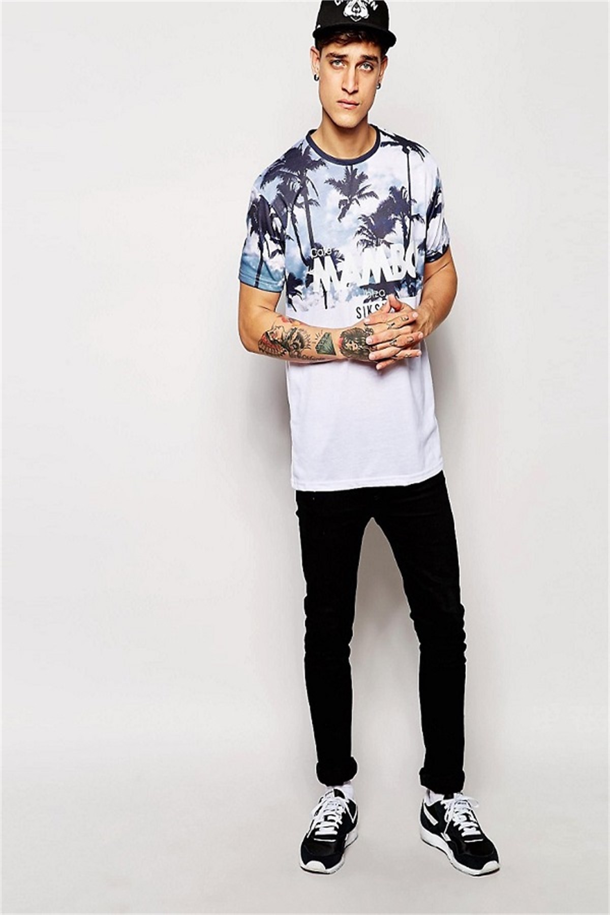 Çift Renk Mambo T-Shirt Beyaz-Mavi