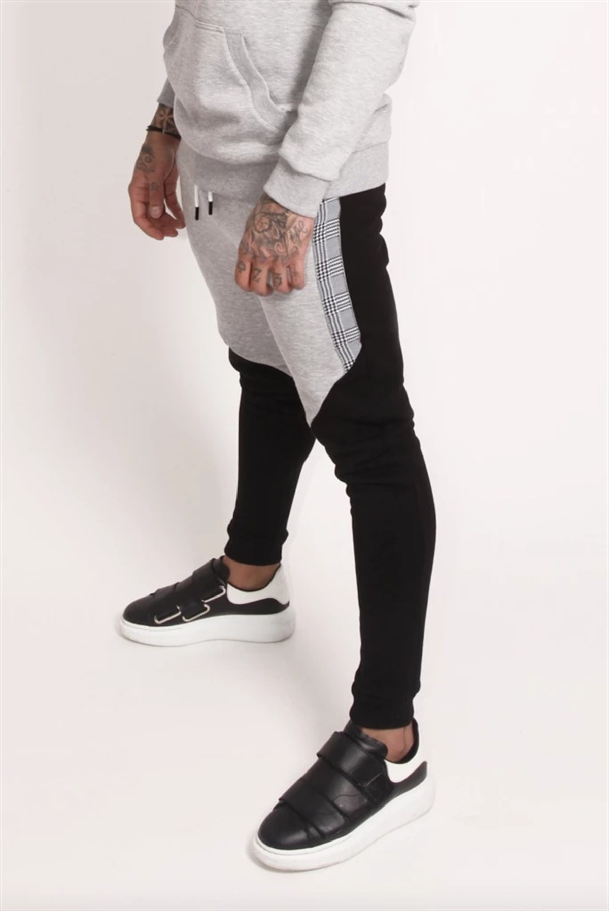 Çift Renk Slim Jogger Siyah-Gri