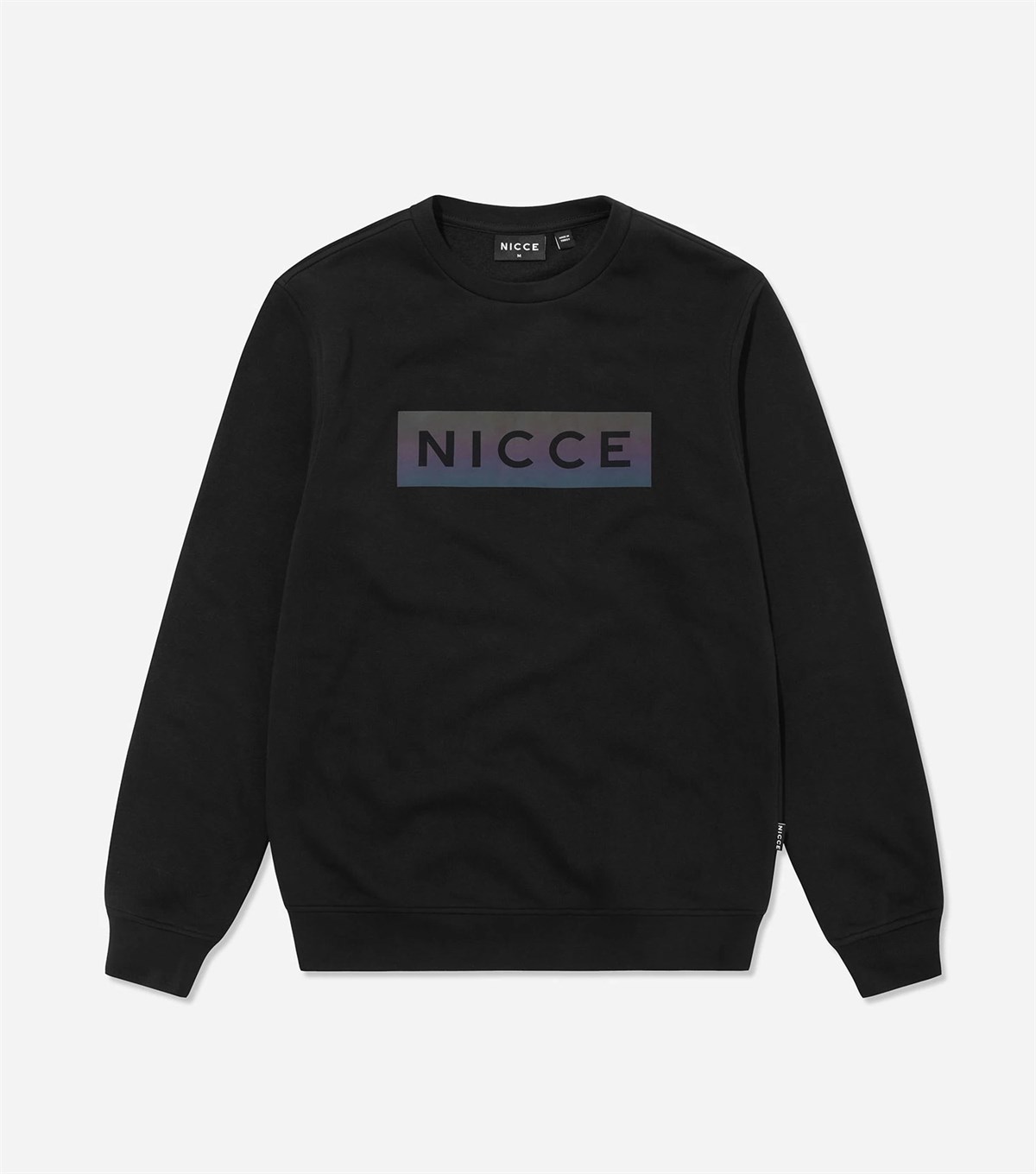 Gögsü Büyük Reflektive Baskılı  Sweat Siyah