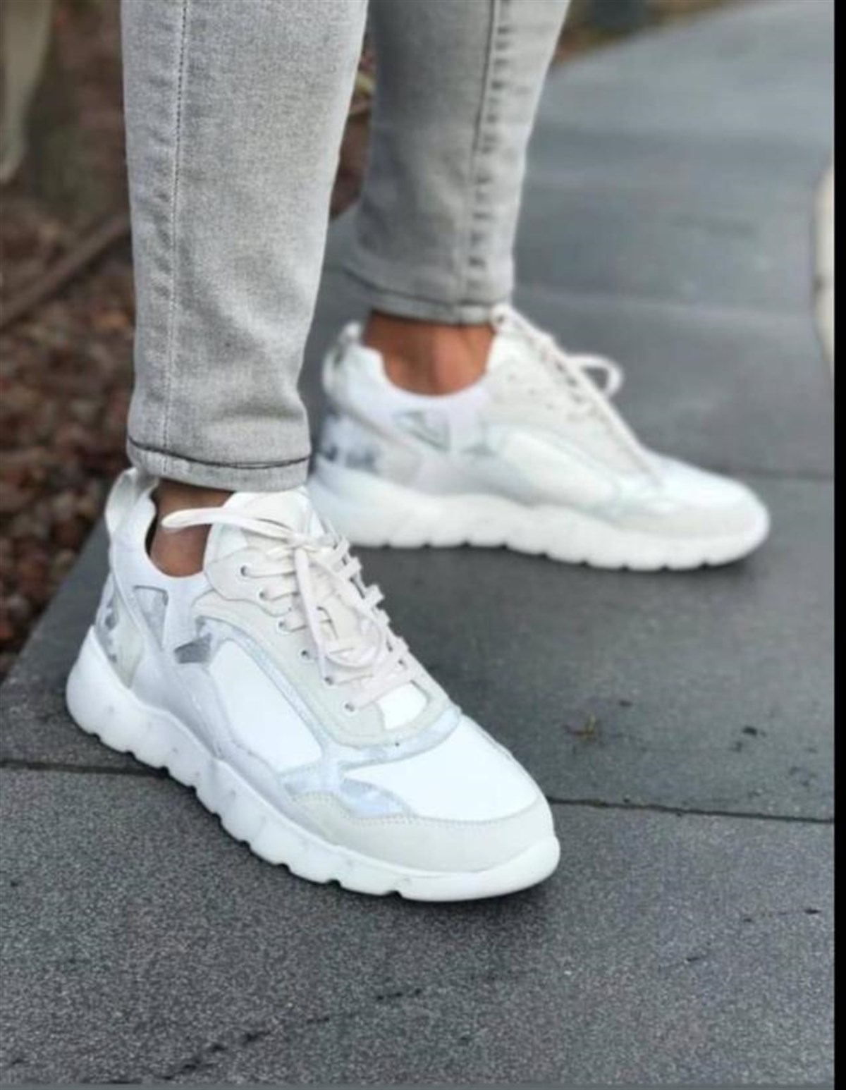 Kamuflaj Sneakers Ayakkabı Beyaz
