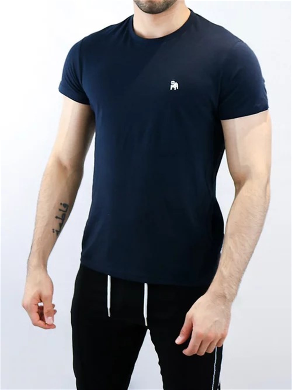 Logolu Basic T shirt Lacivert