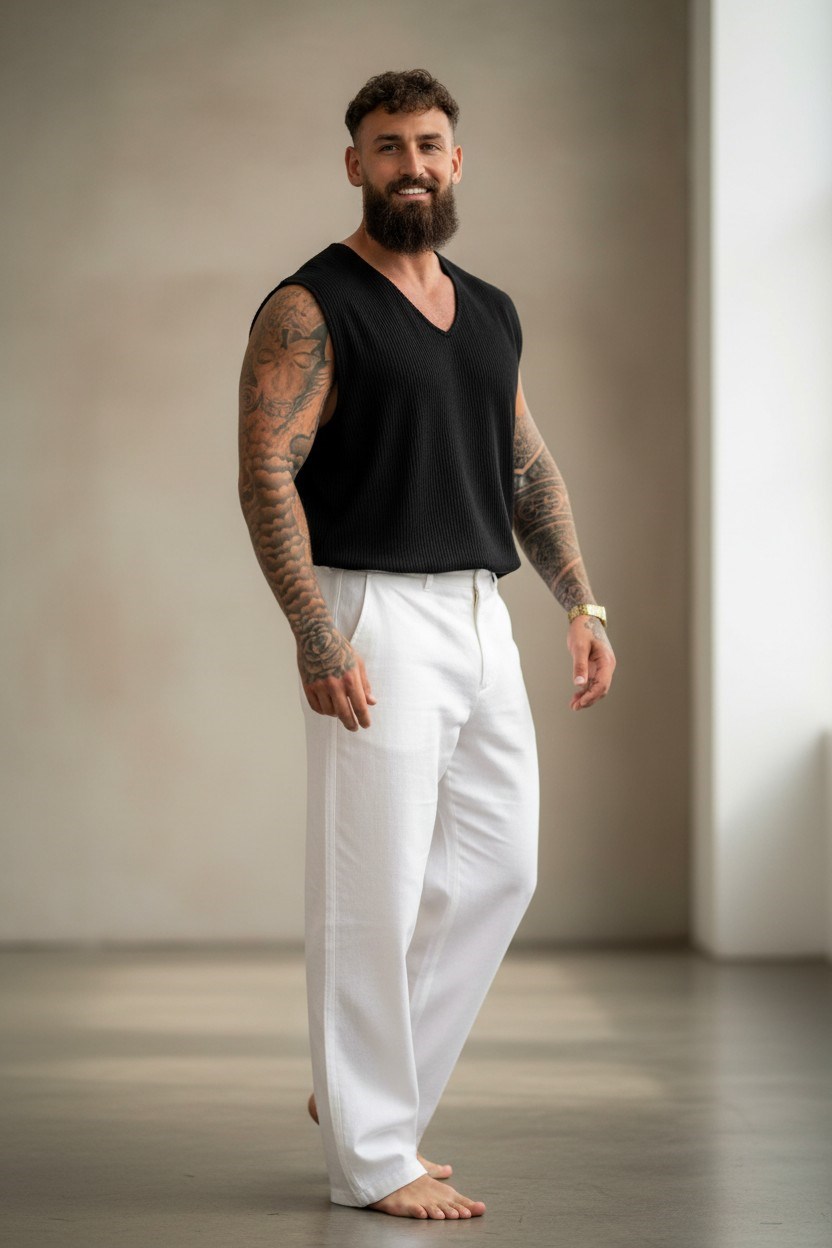 Merserize Kolsuz T-shirt-Siyah