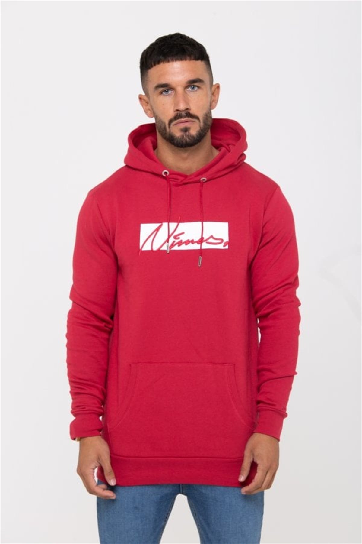 Önü Yazılı  Kapşonlu Sweat Kırmızı