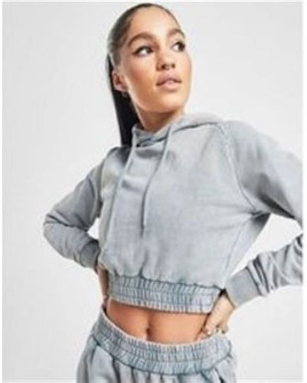 Oversize   Kısa Crop Sweat Gri