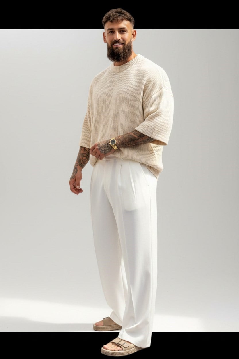Oversize Long T-Shirt-Krem