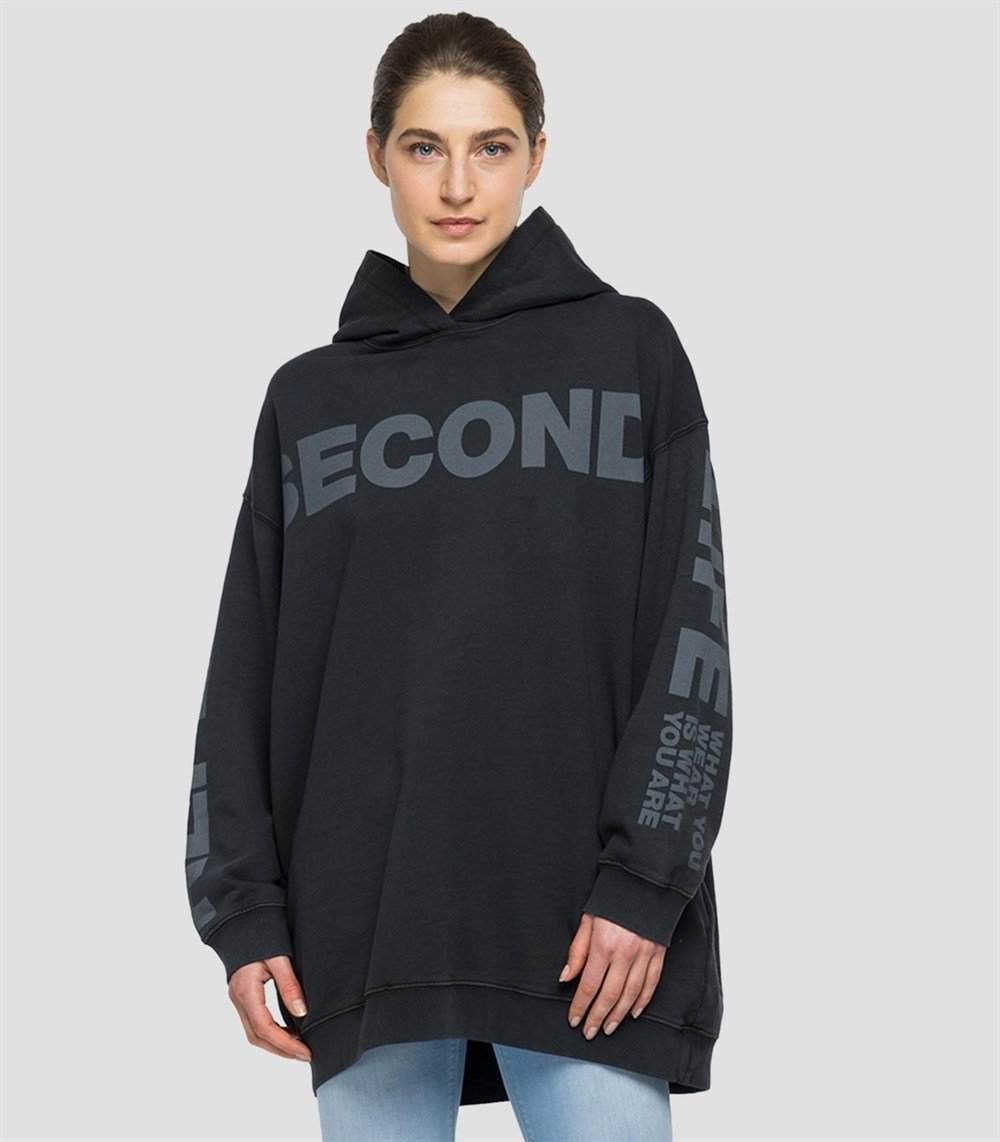 Oversize Secondlife Sweat Hoodie-Antrasit