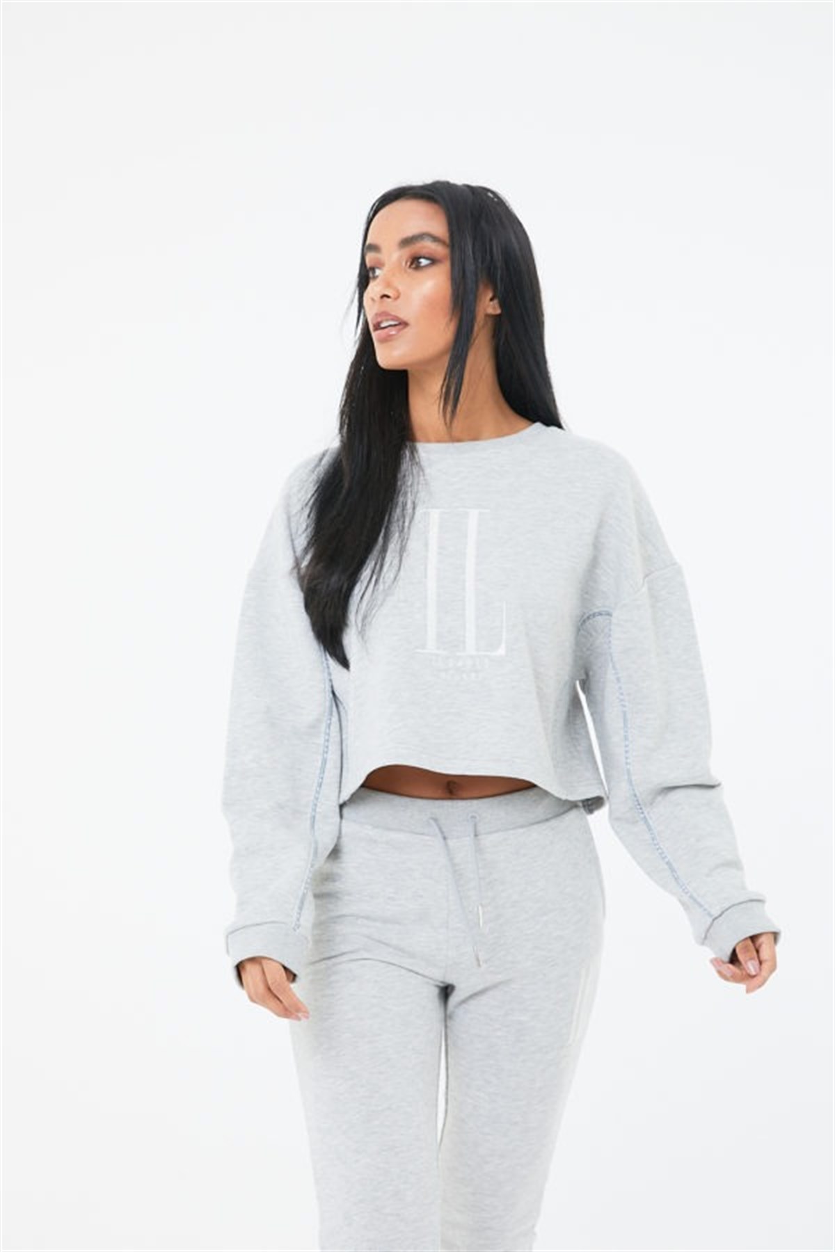 Oversize Special Kısa Crop  Sweat Gri Açık