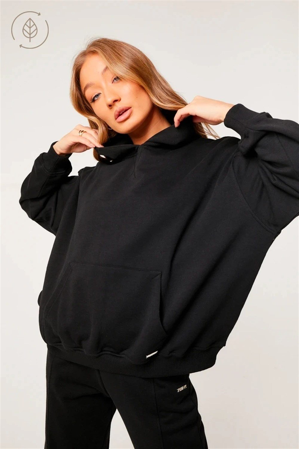 Oversize Sustaianable  Basic Sweat Siyah